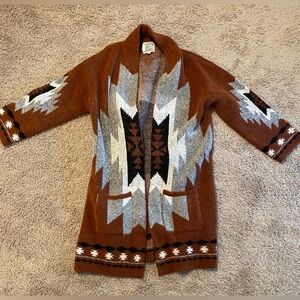 Southwestern boho hippie 70’s style cardigan sweater size L